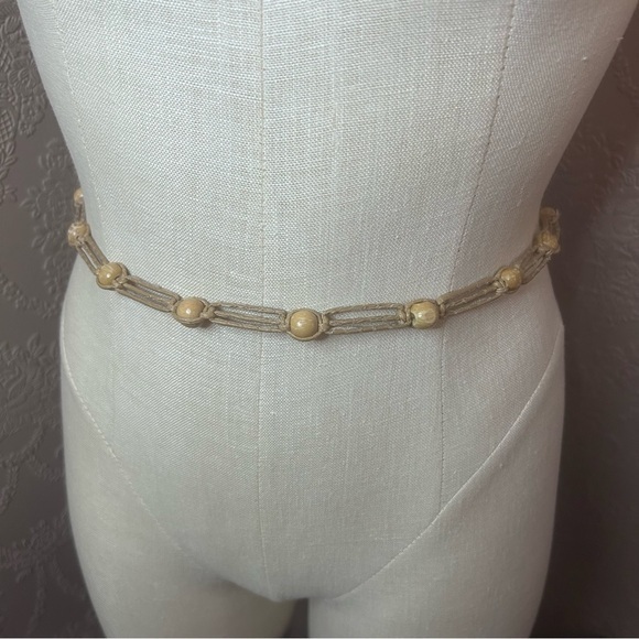 Vintage Accessories - Vintage bead and twine belt approx 56” long
